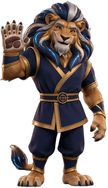 Zane the lion waving